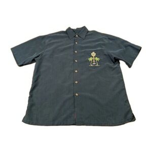 VINTAGE Bamboo Cay Shirt Adult Black Hawaiian Floral Guitar Paradise Tunes RARE